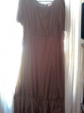 Ivy City Co Brown Eyelet Maxi Dress